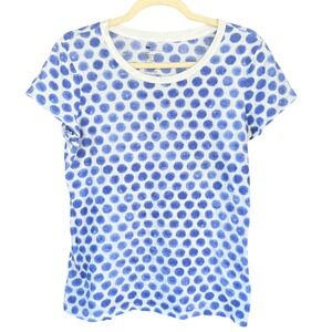 A1 Gap Pima Cotton‎ Crew Tee Blue Polka Dot Print Short Sleeve Top Small